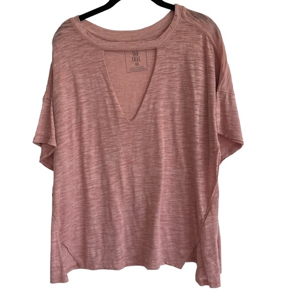 Free People Space Dye Pink Jordan Burnout Tee, XS - Picture 2 of 7